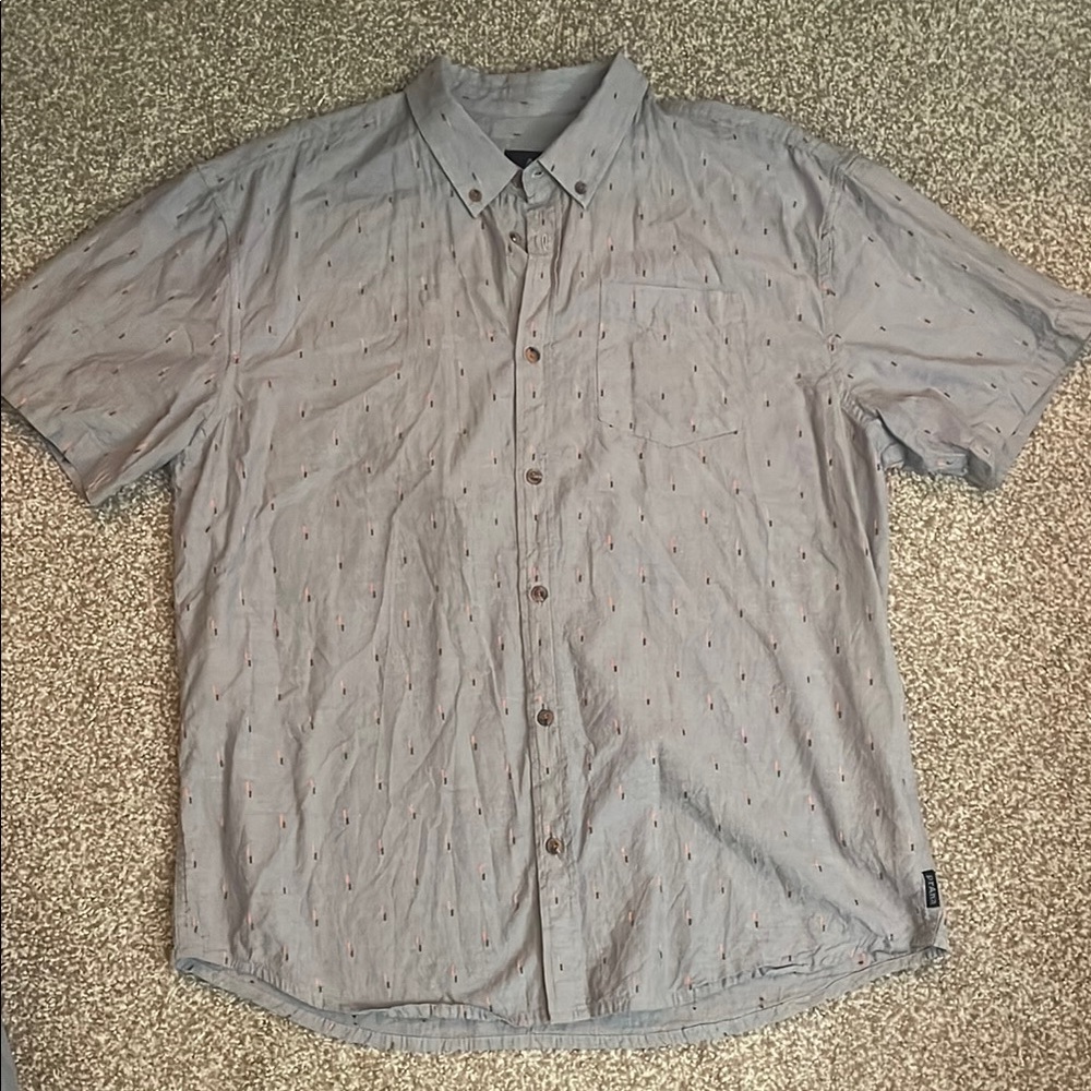 Prana Men’s Embroidered Print Short Sleeve Button Down Shirt